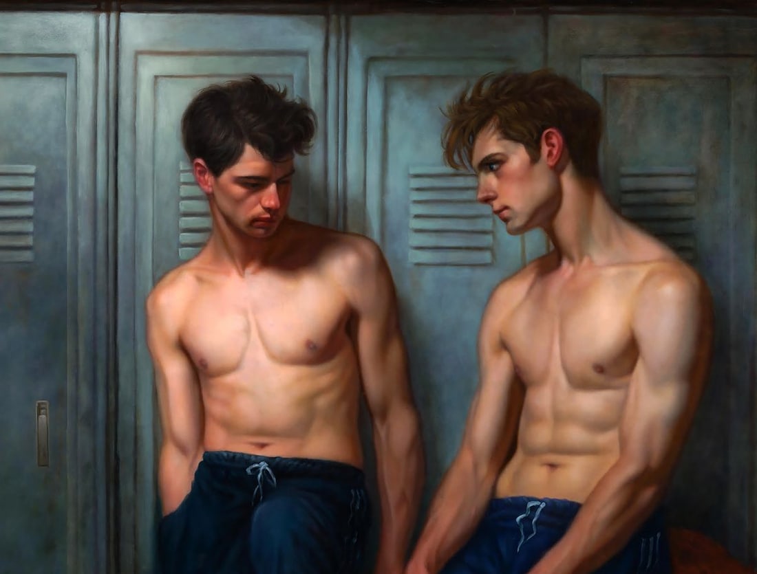 Oil painting Reserved in Communication Richard Fox - 3
