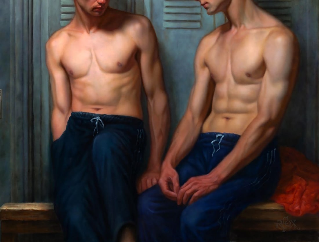 Oil painting Reserved in Communication Richard Fox - 5
