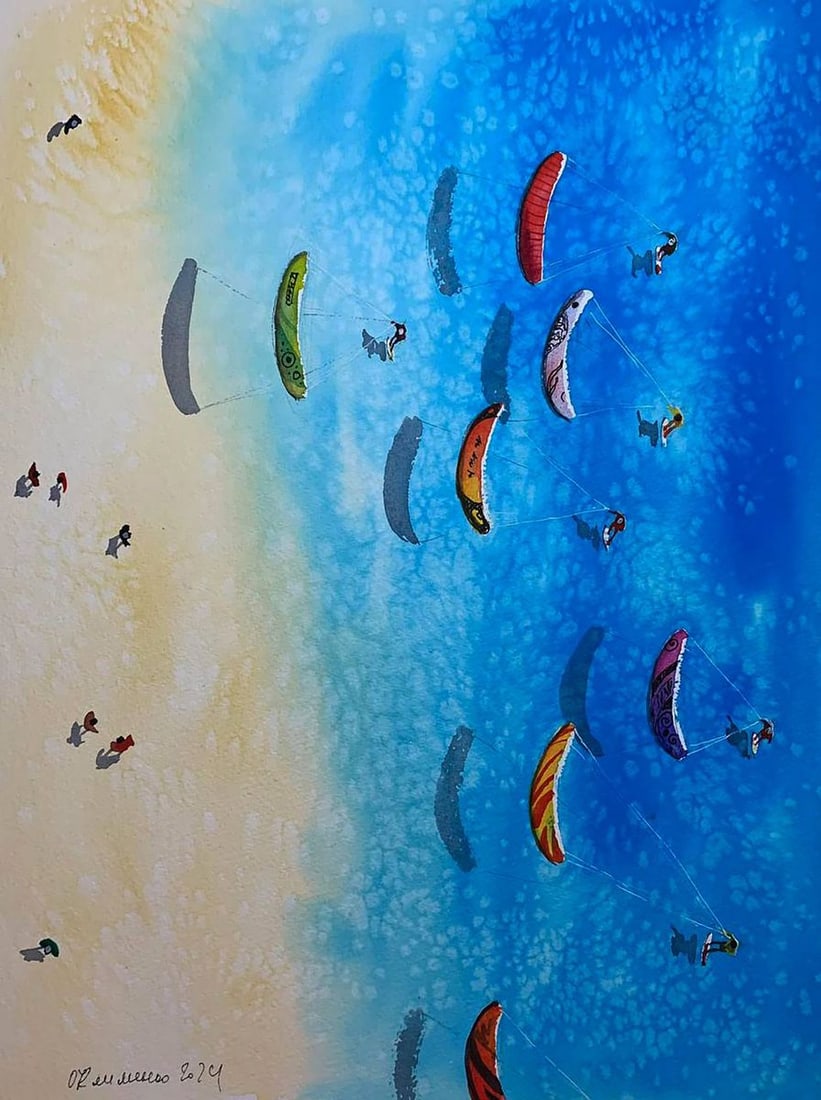 Watercolor painting Windy Day Olena Klimenko: Title: Watercolor painting Windy Day Olena Klimenko Description: NoKlim 35 *** ABOUT THIS PAINTING *** * TITLE: "Windy Day" * ARTISTS: Olena Klimenko * SIZE: 41x31 cm/'16.14x12.20 inches' * MEDIUM: