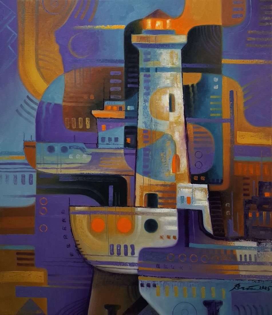 Oil painting Lighthouse and ships Sergey Voichenko (1 of 9)