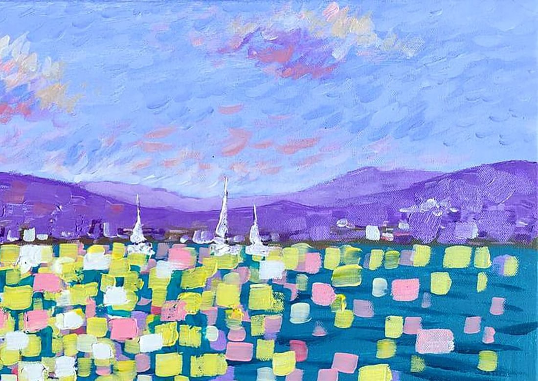Acrylic painting Cote d'Azur Elena Klimenko - 3