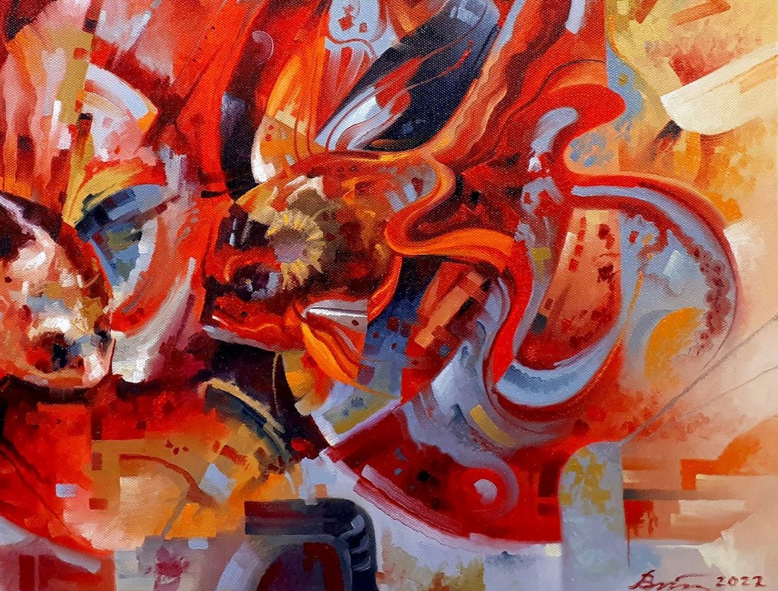 Oil painting Goldfish in a round aquarium Sergey Voichenko - 7