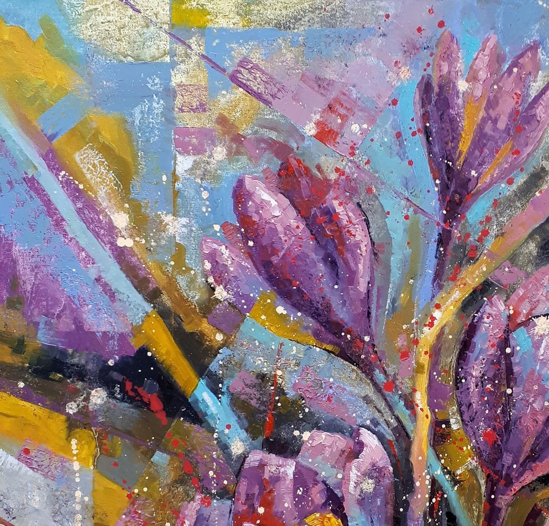 Oil painting Crocuses in March Sergey Voichenko - 4