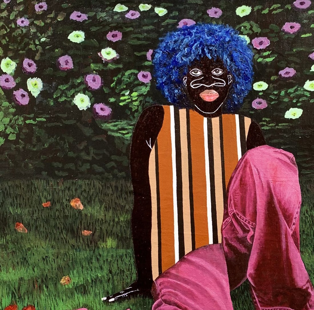 Acrylic painting Among Petals and grass Akintomide Akinshola - 3