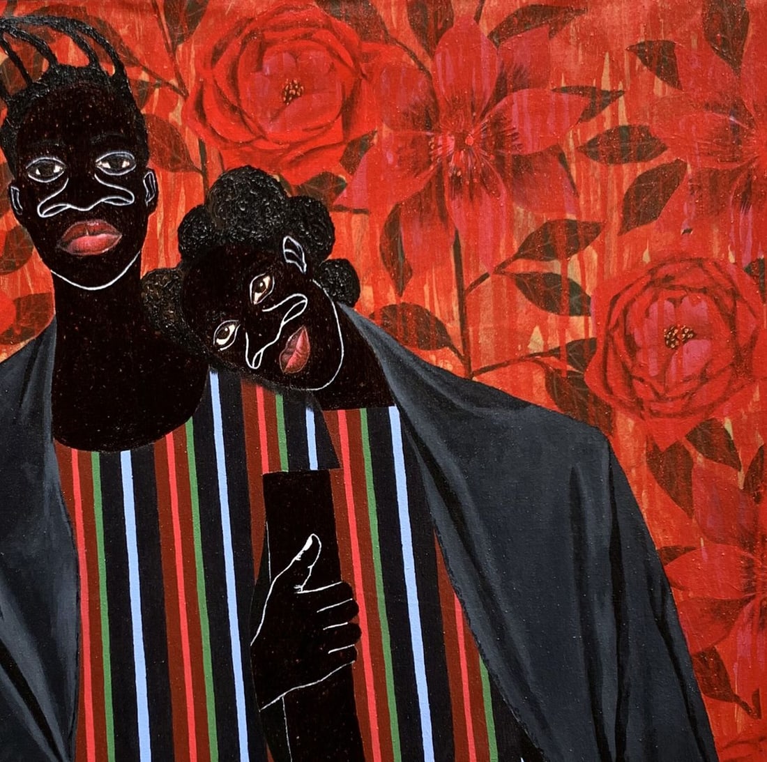 Acrylic painting Support Among the Red Flowers Akintomide Akinshola - 4