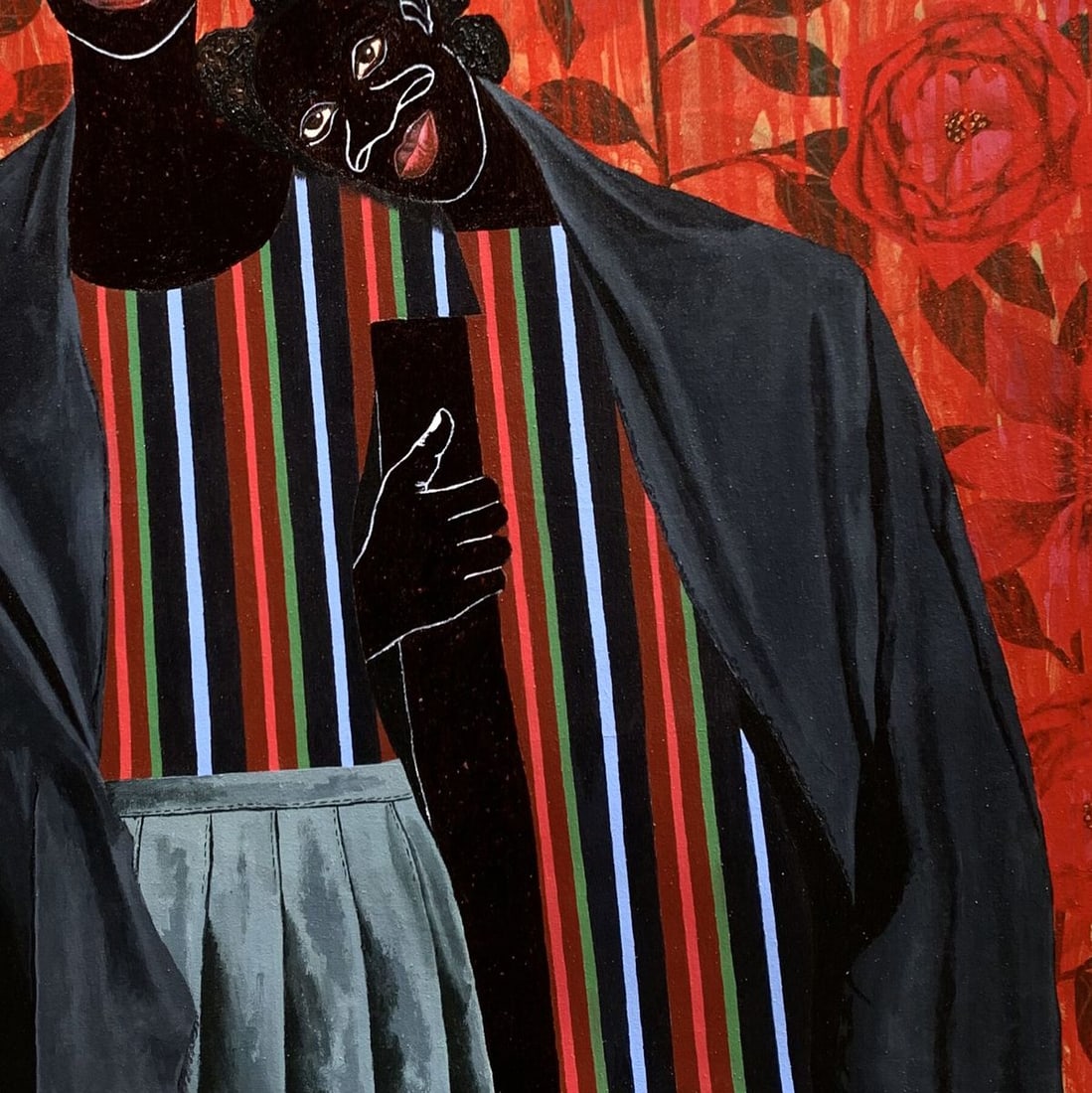 Acrylic painting Support Among the Red Flowers Akintomide Akinshola - 6