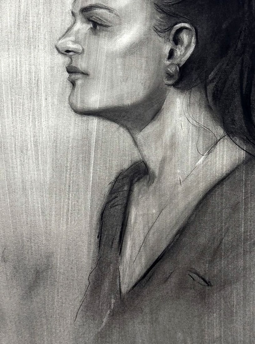 Charcoal painting Portrait of Persephone Annam Butt - 4