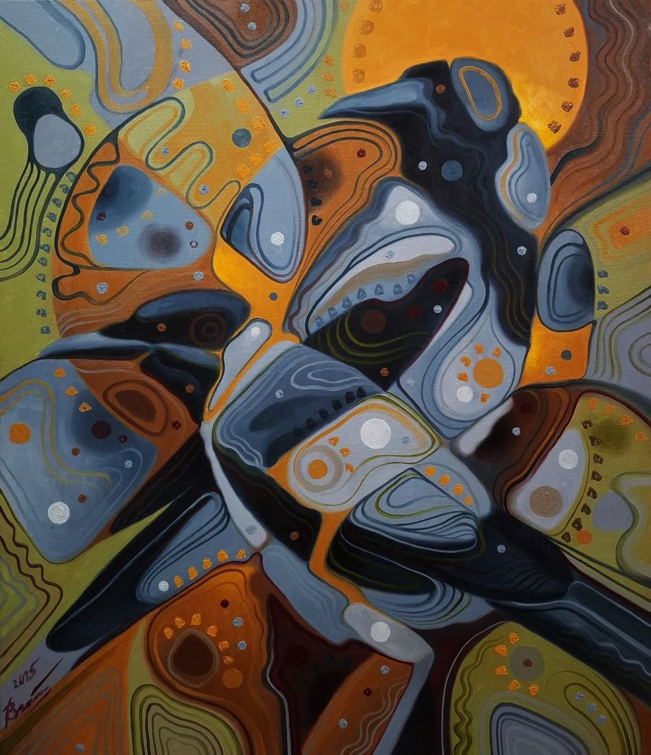 Oil painting Gray crow patterns Sergey Voichenko (1 of 9)