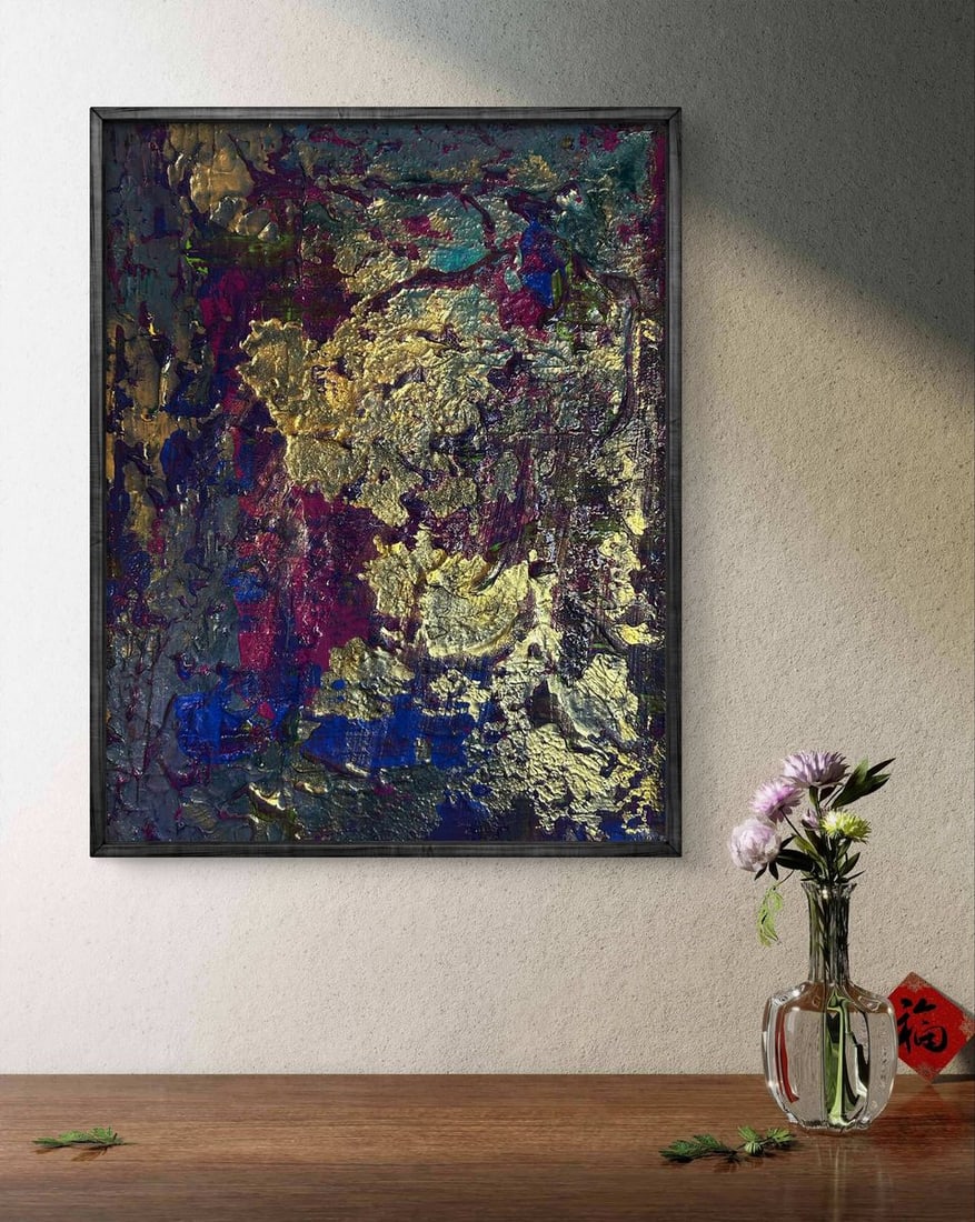 Acrylic painting Golden lilac Olga Melezhik - 3