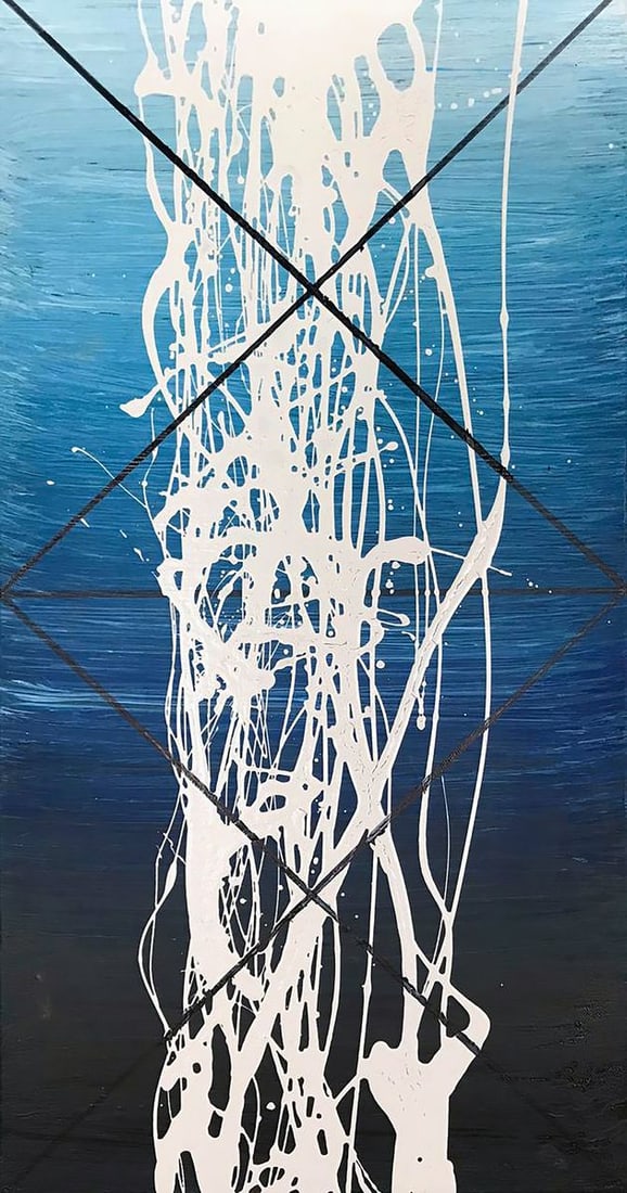 Acrylic painting Energy Olga Melezhik: Title: Acrylic painting Energy Olga Melezhik Description: NoMel 89 In "Energy," Olga Melezhik captures the dynamic and raw power of energy in motion. The painting features a bold splash of white paint