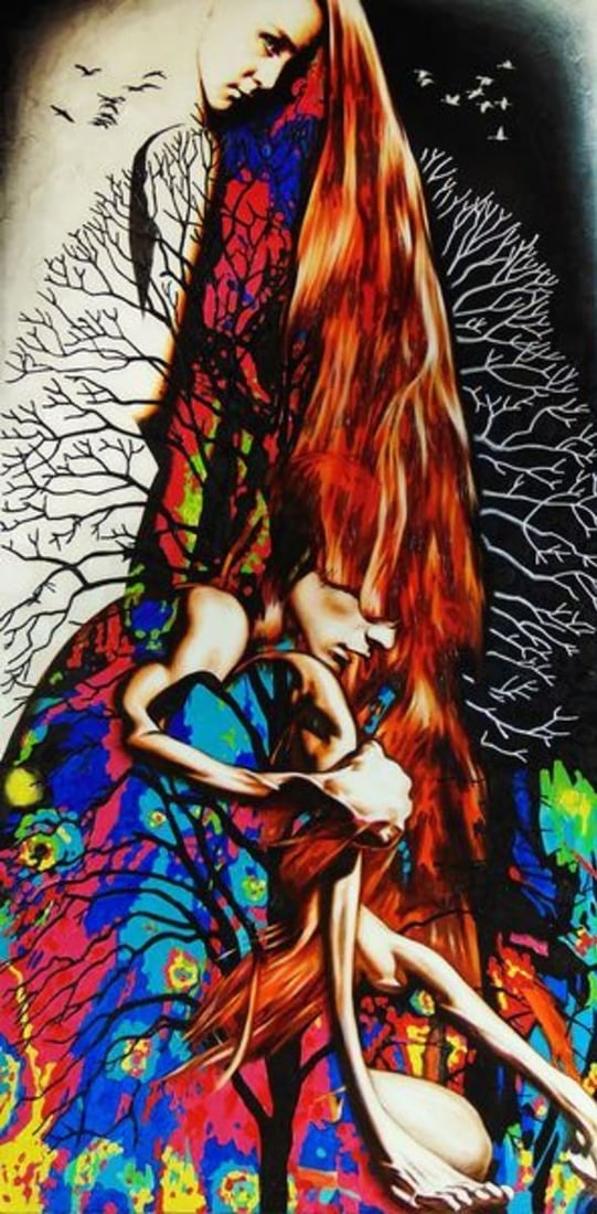 Oil painting Tree of life Goncharenko V. V.: Title: Oil painting Tree of life Goncharenko V. V. Description: NoGonch 5 The oil painting "Tree of Life" presents a profound fusion of human and natural elements. It features a figure with