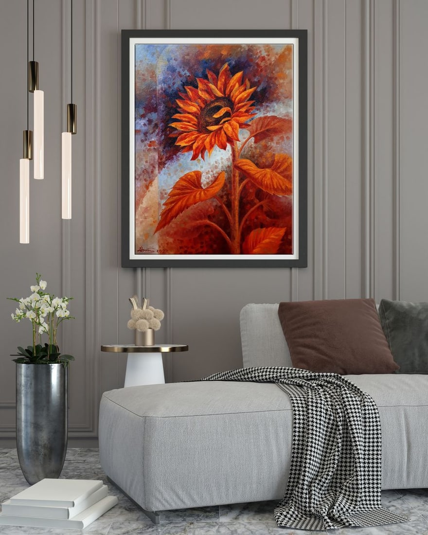 Oil painting Sunflowers in orange Sergey Voichenko - 3