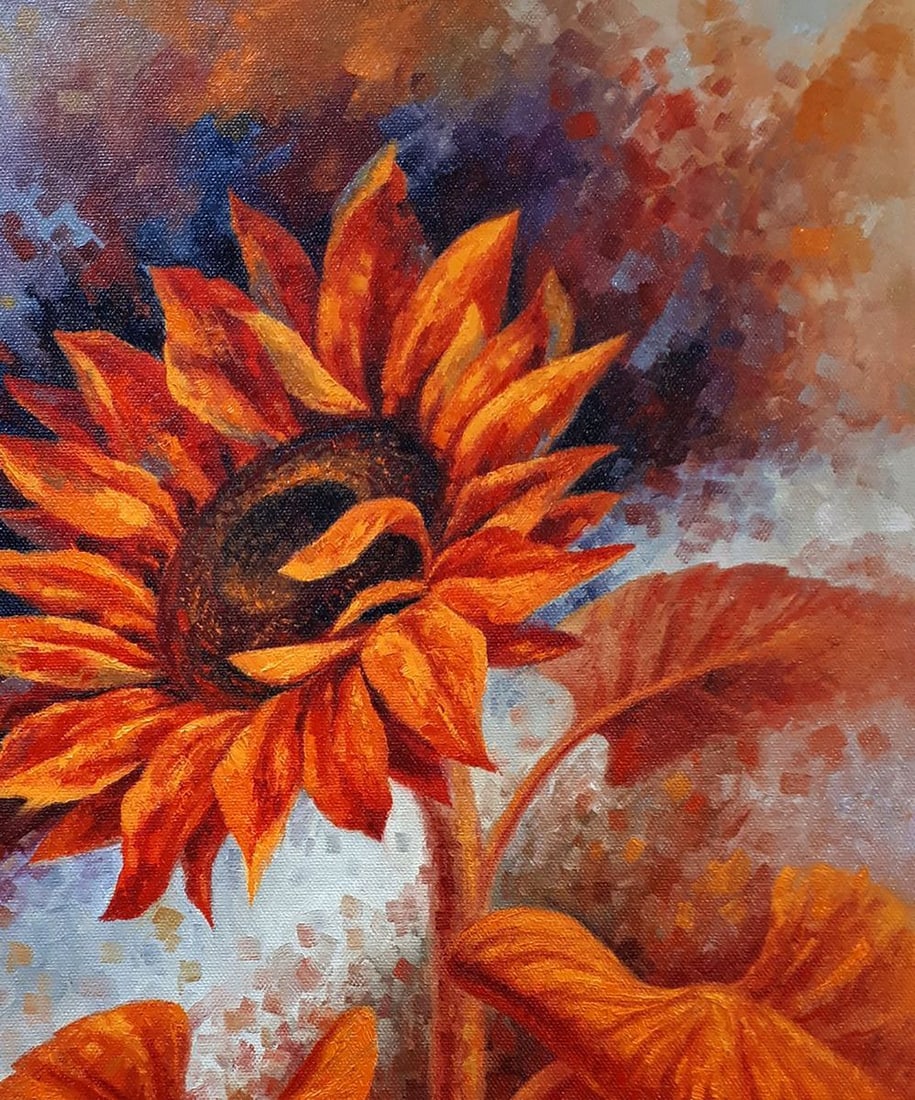 Oil painting Sunflowers in orange Sergey Voichenko - 5
