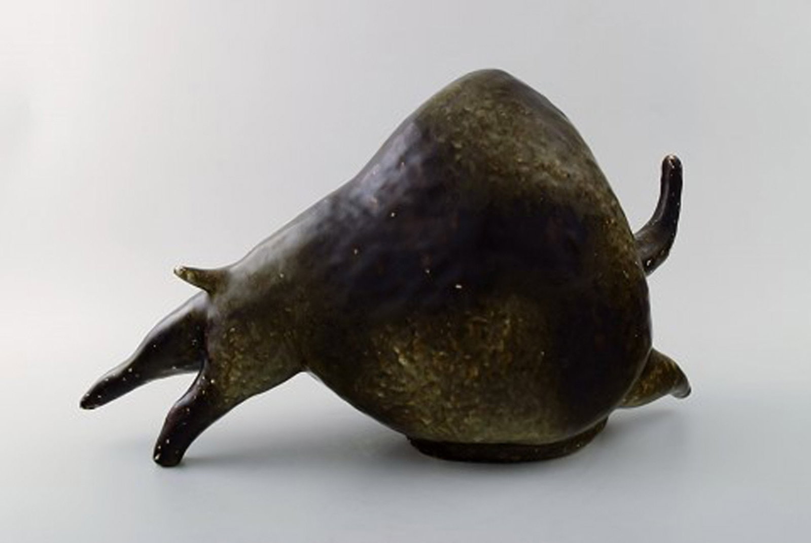Very large Rorstrand / Rorstrand stoneware figure in Picasso style, bull on wooden stand. - 3