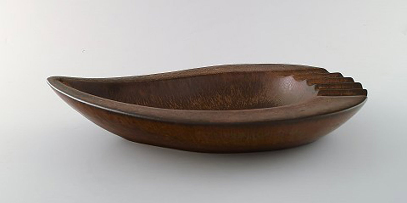 Gunnar Nylund for Rorstrand. Large teardrop shaped ceramic dish in brown shades of 1960's. - 3