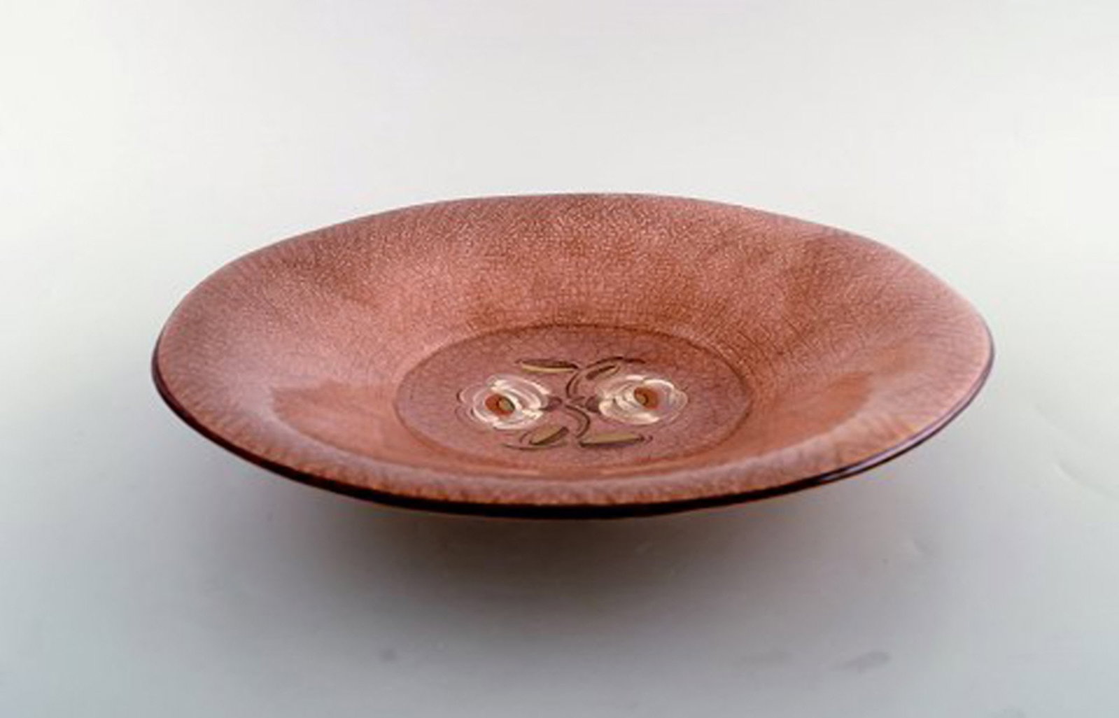 Rorstrand. Large "Adelborg" bowl in glazed crackled faience with floral motif. 1920 / 30's. - 3