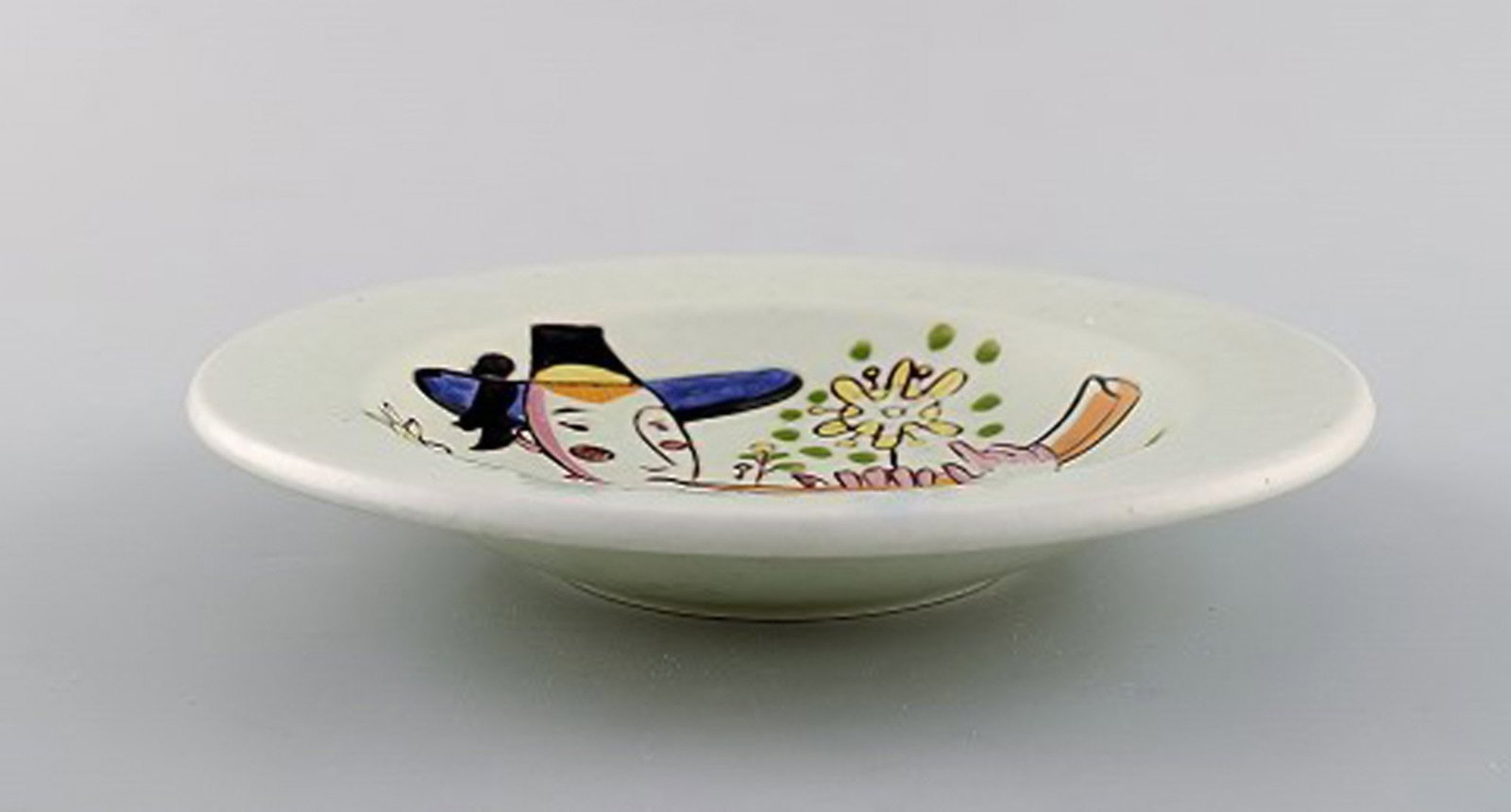 Carl-Harry Stålhane for Rorstrand. Hand painted bowl in glazed stoneware decorated with man in - 4