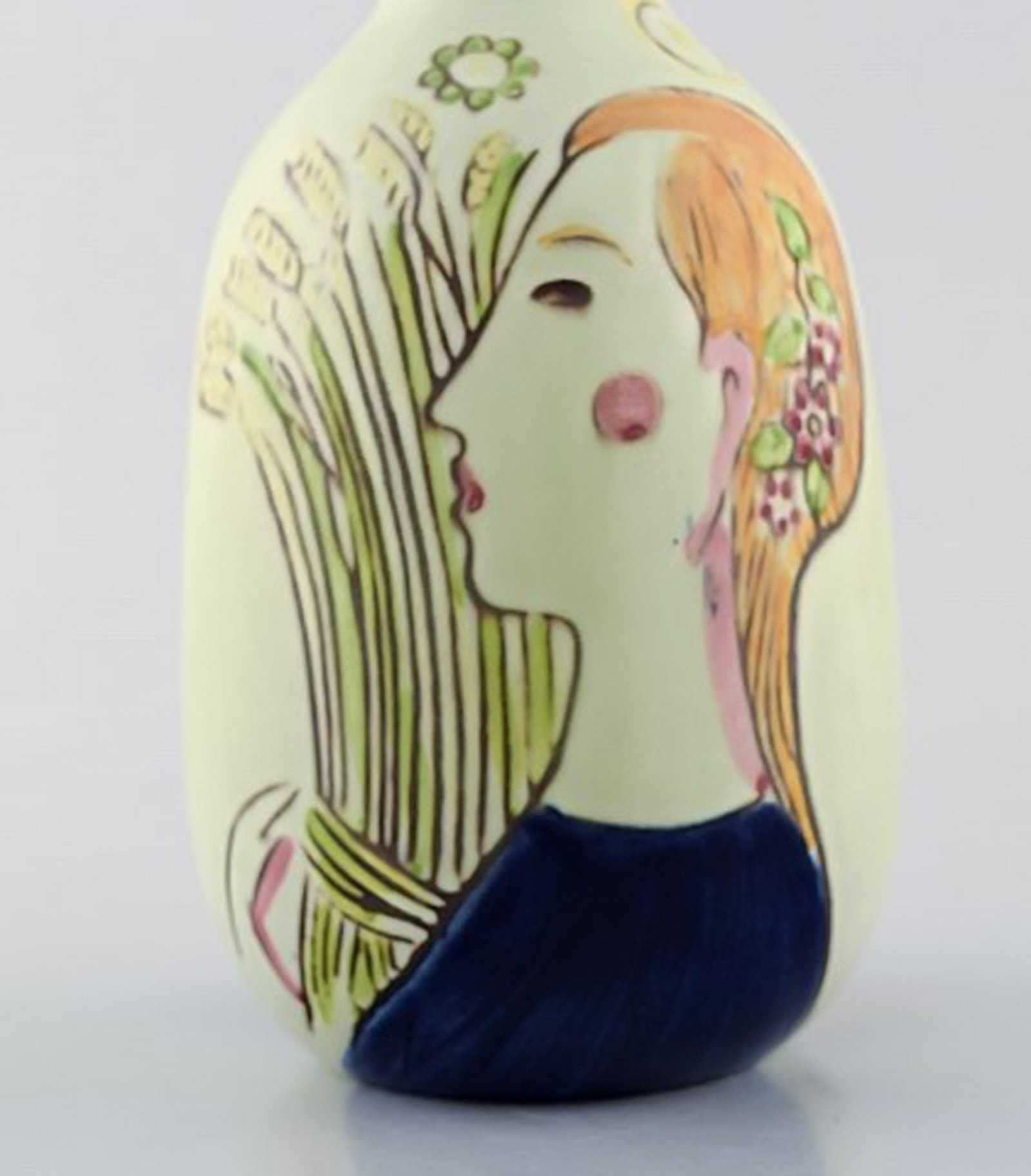 Carl-Harry Stålhane for Rorstrand / Rørstrand. Vase in glazed ceramics. Hand painted farmer motif. - 4
