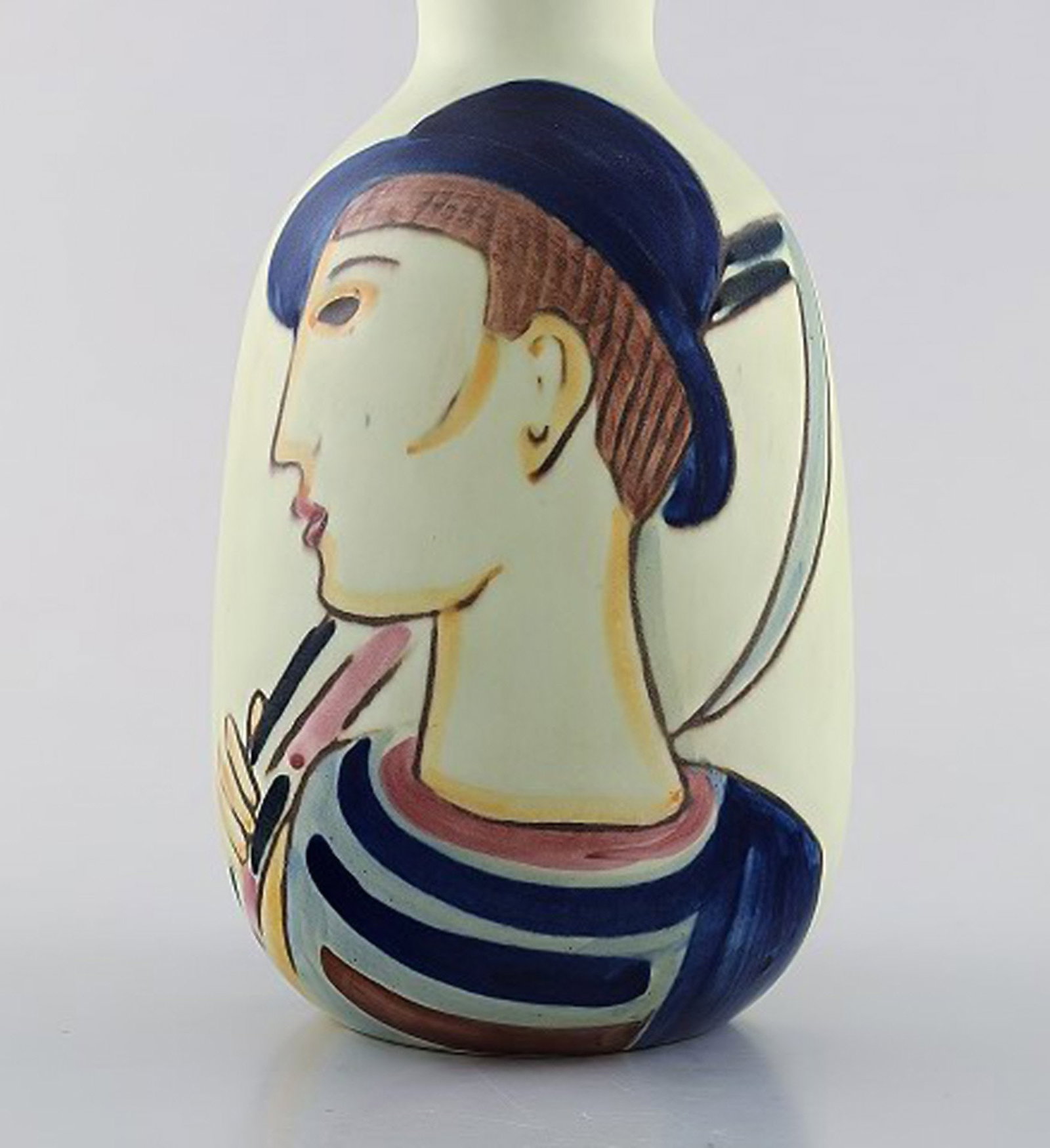Carl-Harry Stålhane for Rorstrand / Rørstrand. Vase in glazed ceramics. Hand painted farmer motif. - 5