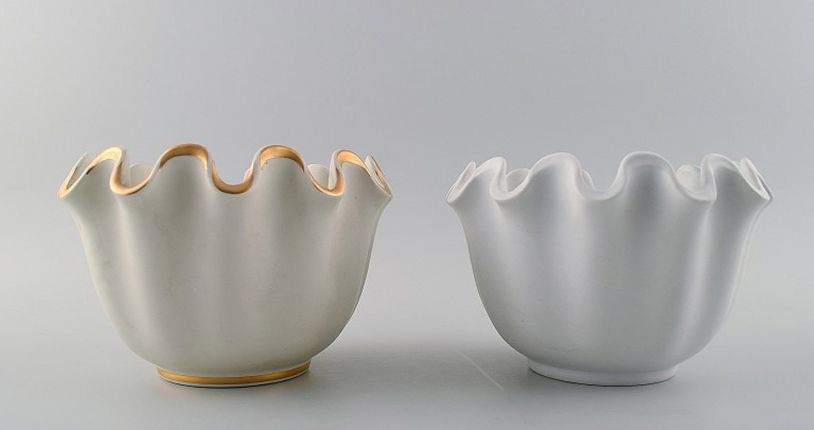 Wilhelm Kage, Gustavsberg studio hand, "Carrara" 2 ceramic vases. - 2