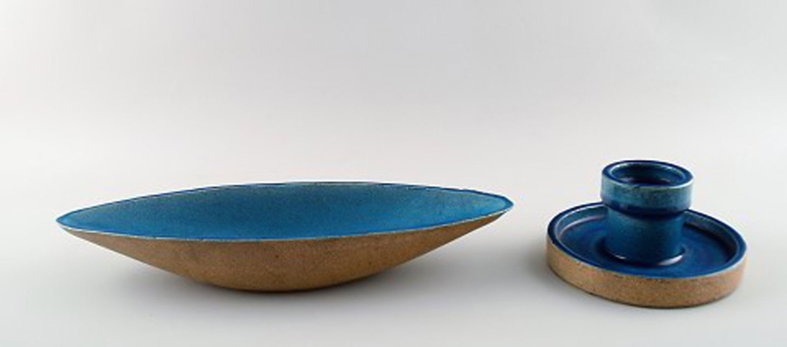 Kahler, HAK, glazed stoneware dish and candlestick. Nils Kahler. - 3