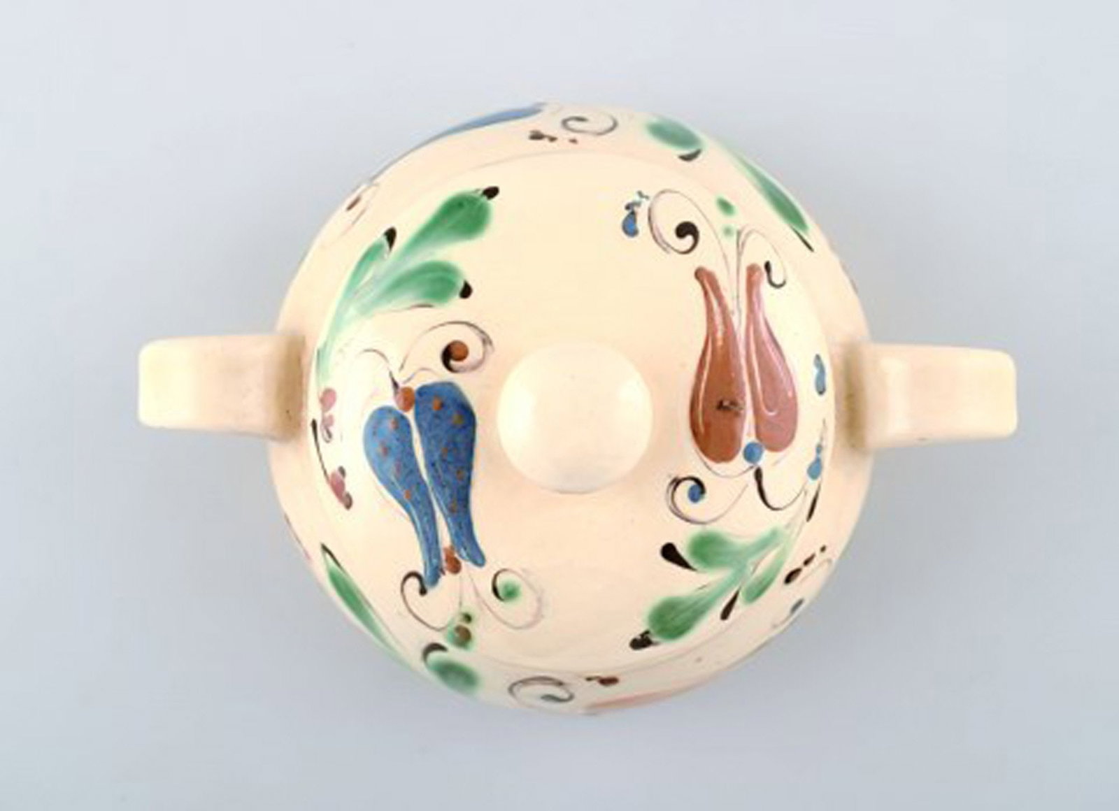 Kahler, Denmark, glazed lidded bowl with handles, stoneware. - 4