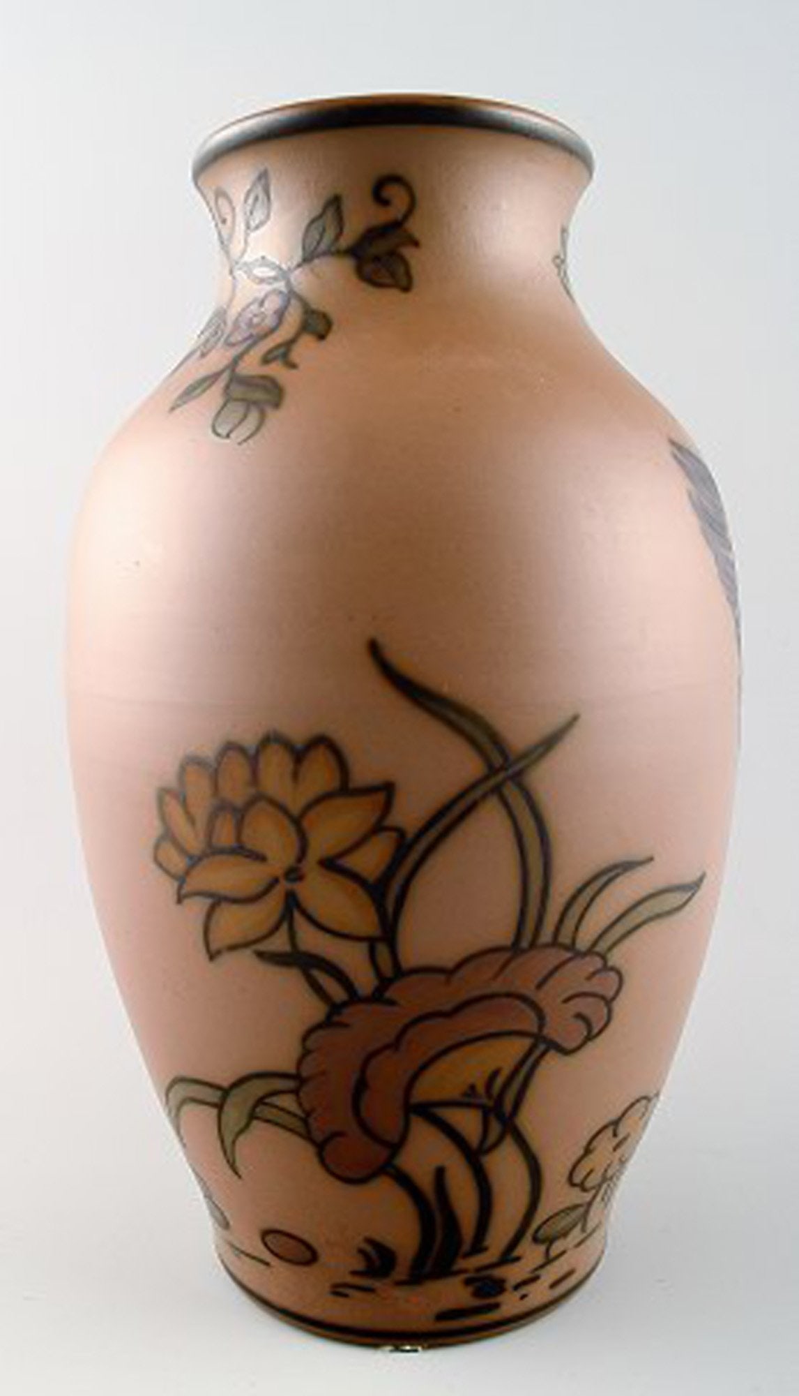 Hjorth, Bornholm, ceramic vase hand painted. - 3