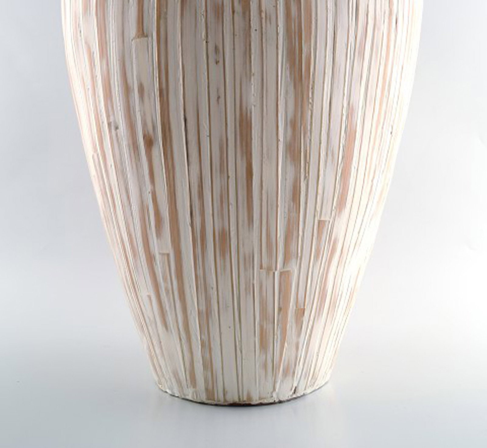 3 large modern pottery vases, light glaze and wickerwork. - 4