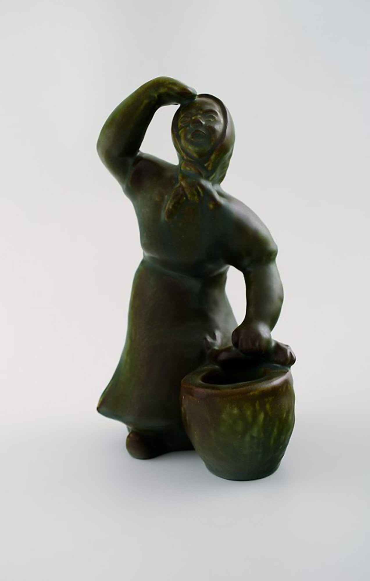 Michael Andersen pottery from Bornholm. Large figure of fisherman's wife.: Title: Michael Andersen pottery from Bornholm. Large figure of fisherman's wife. Description: Michael Andersen pottery from Bornholm. Large figure of fisherman's wife. Measures: 23.5 X 16 cm. Perfect