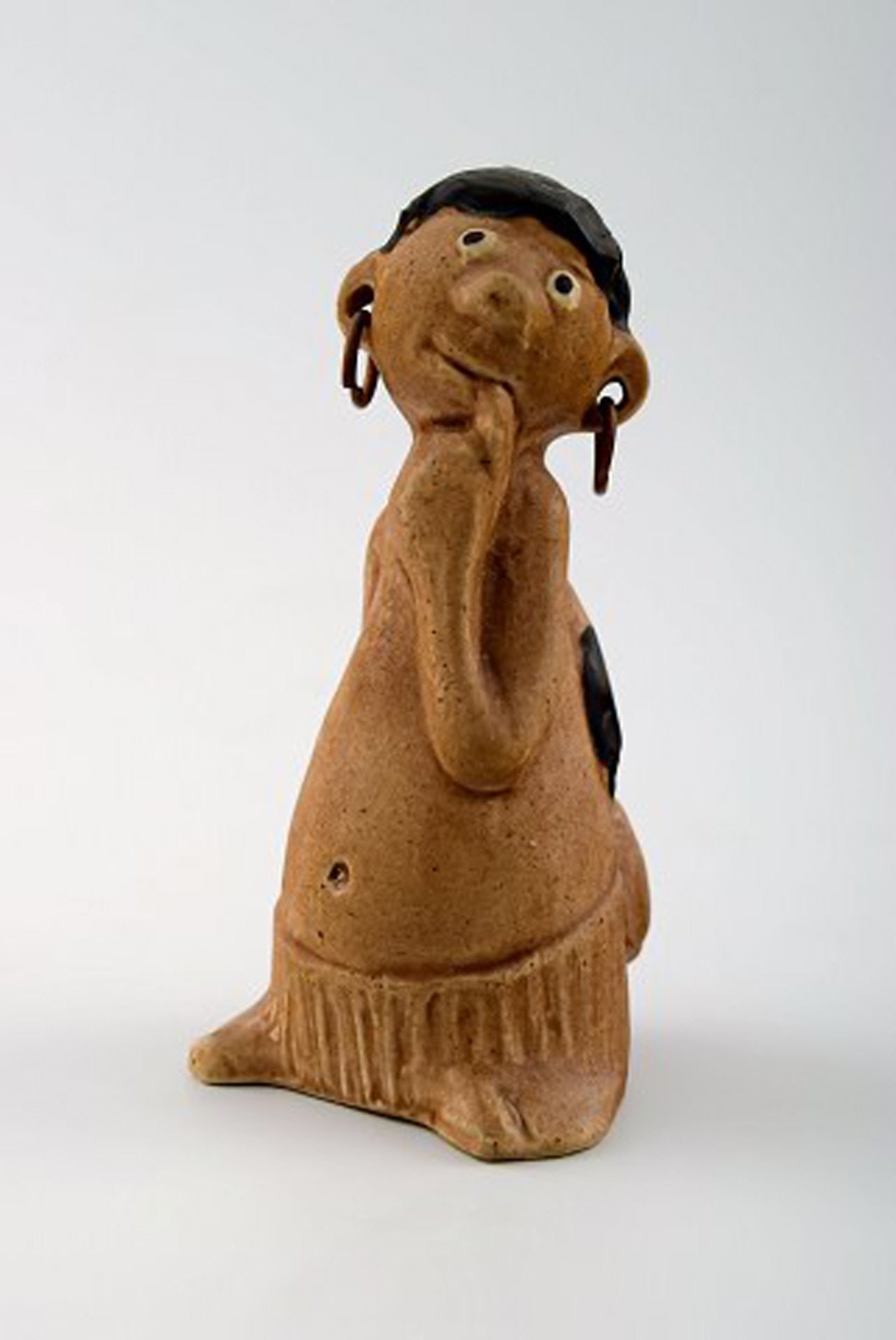 Rolf Palm, Hoganas, two hottentots, unique ceramic figures. - 3