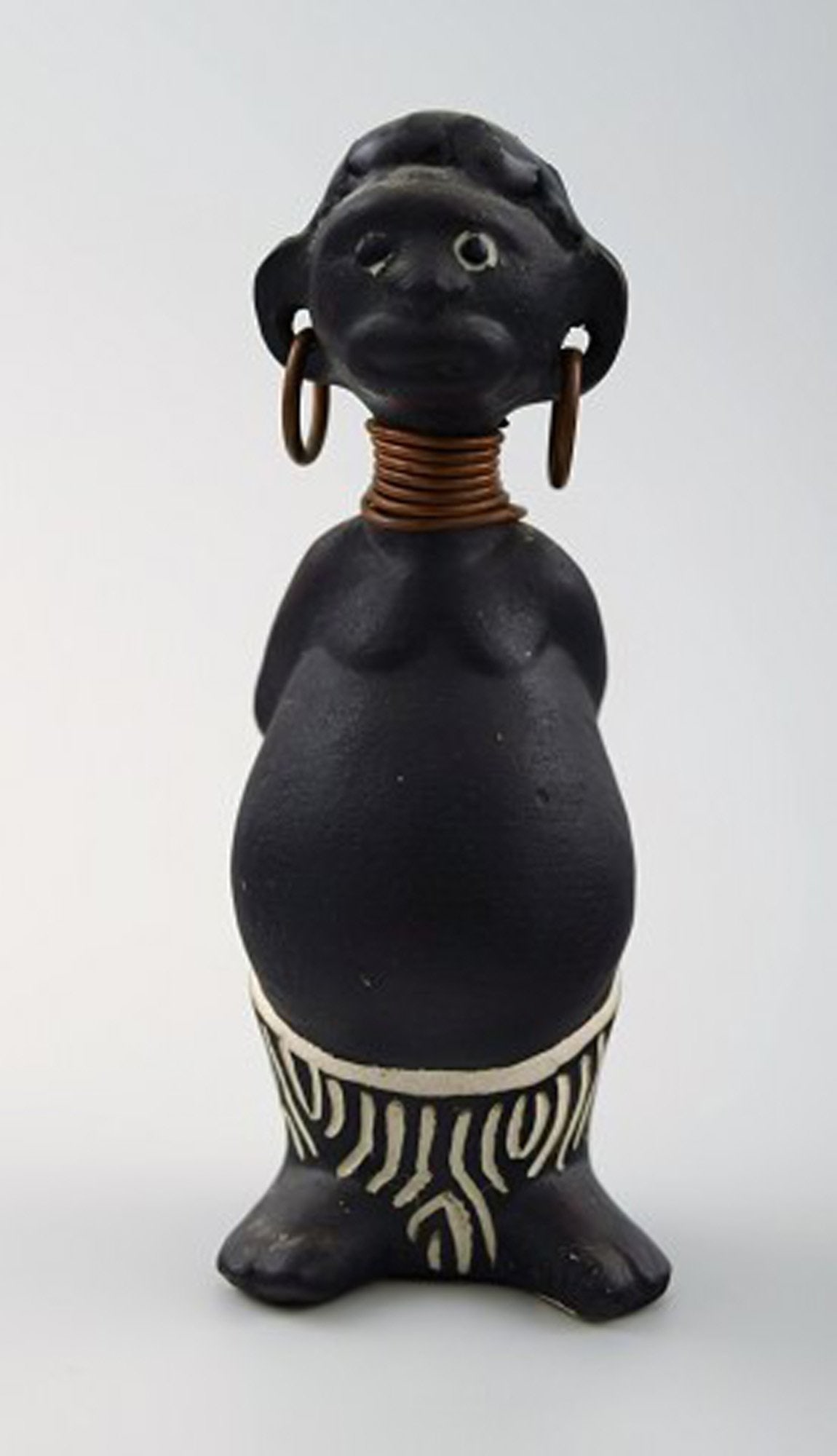 Rolf Palm, Hoganas, two hottentots, unique ceramic figures. - 6