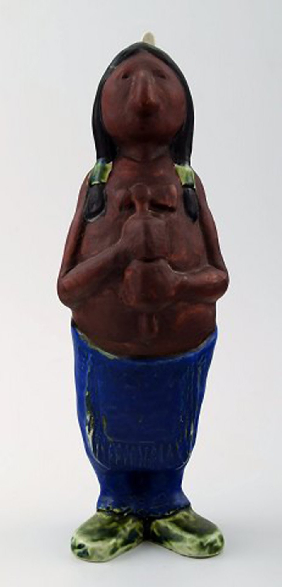 Rolf Palm, Hoganas, three Indians, unique ceramic figures. - 5
