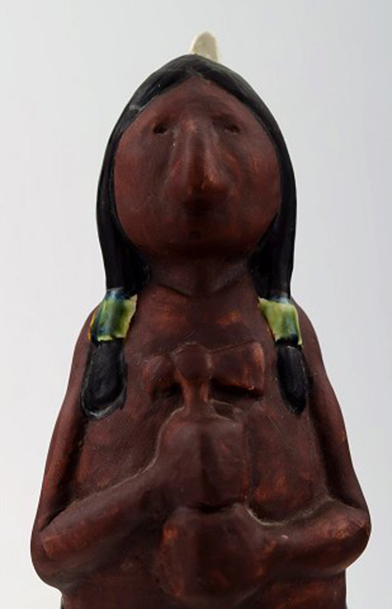 Rolf Palm, Hoganas, three Indians, unique ceramic figures. - 6