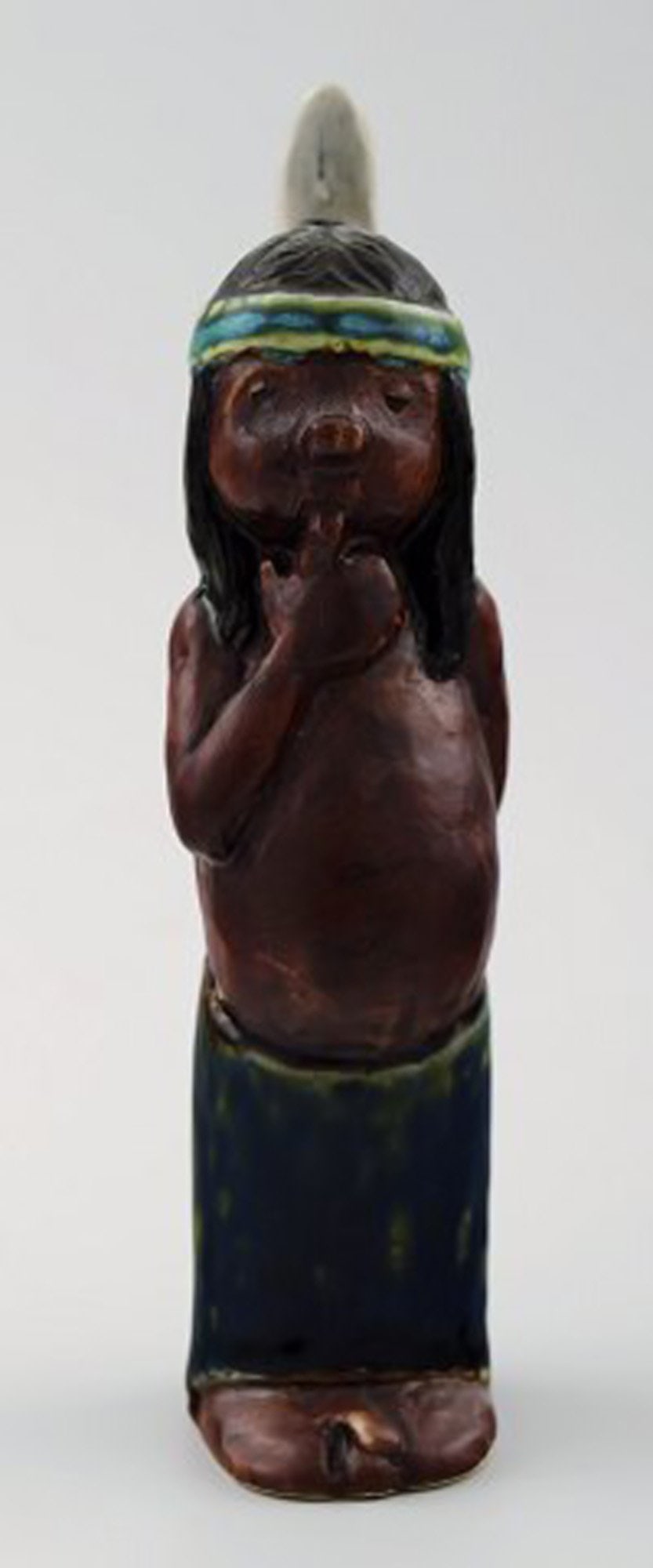Rolf Palm, Hoganas, three Indians, unique ceramic figures. - 7
