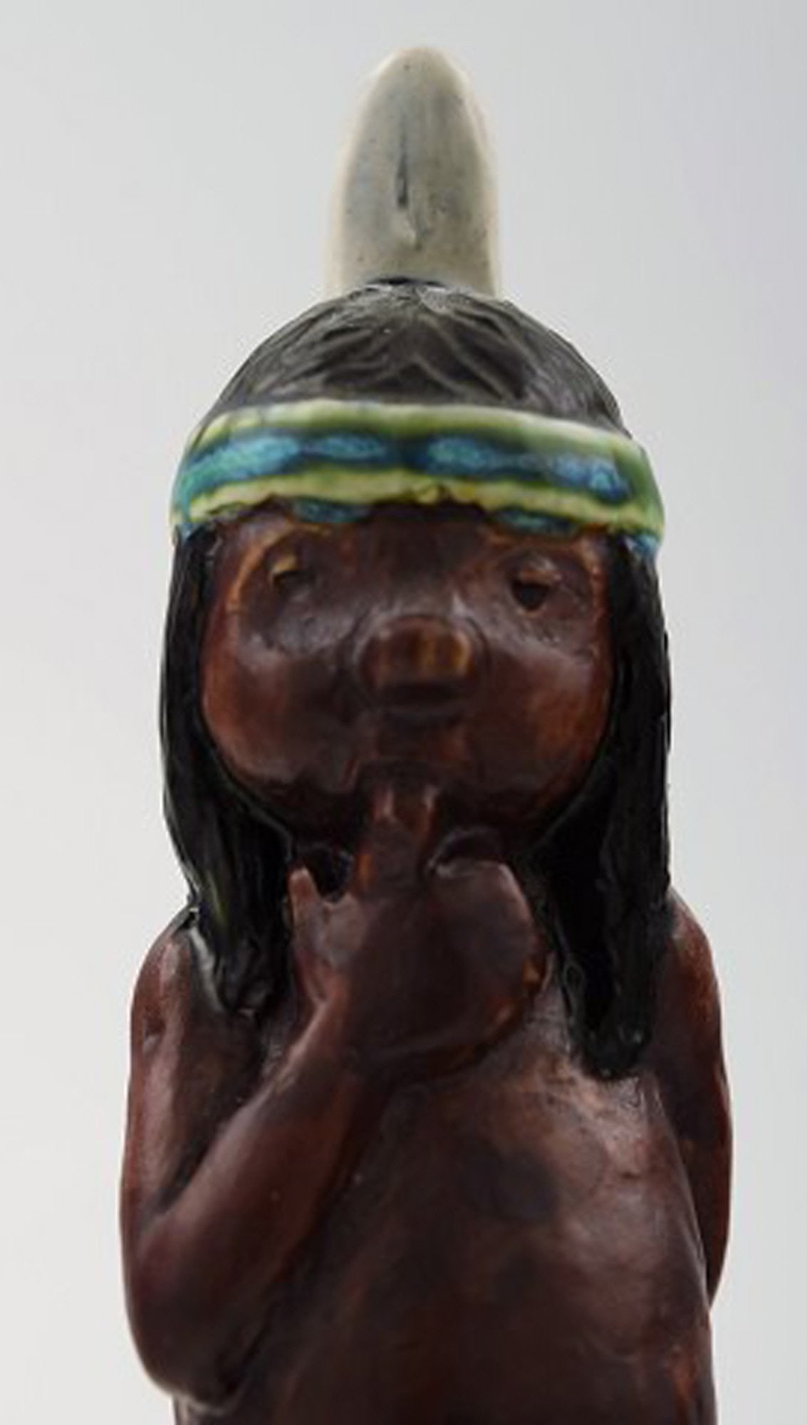Rolf Palm, Hoganas, three Indians, unique ceramic figures. - 8
