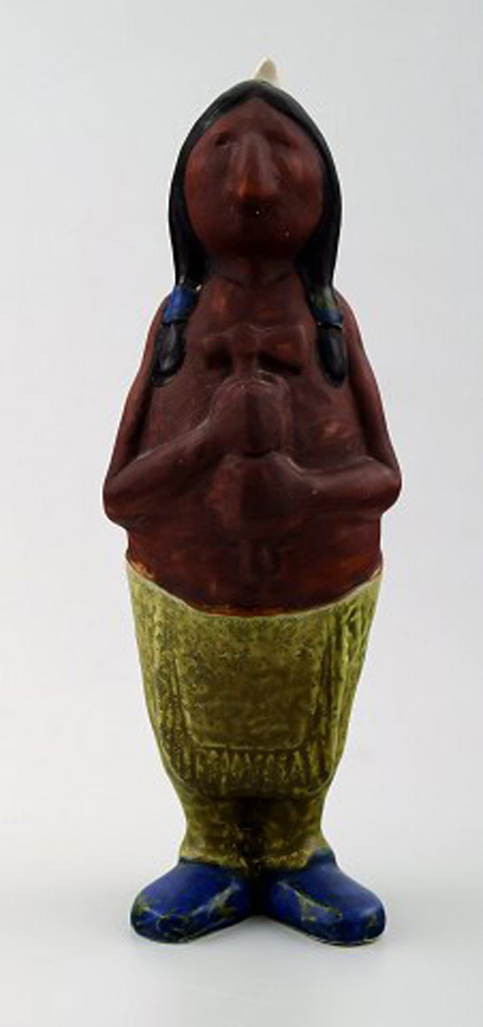 Rolf Palm, Hoganas, three Indians, unique ceramic figures. - 5
