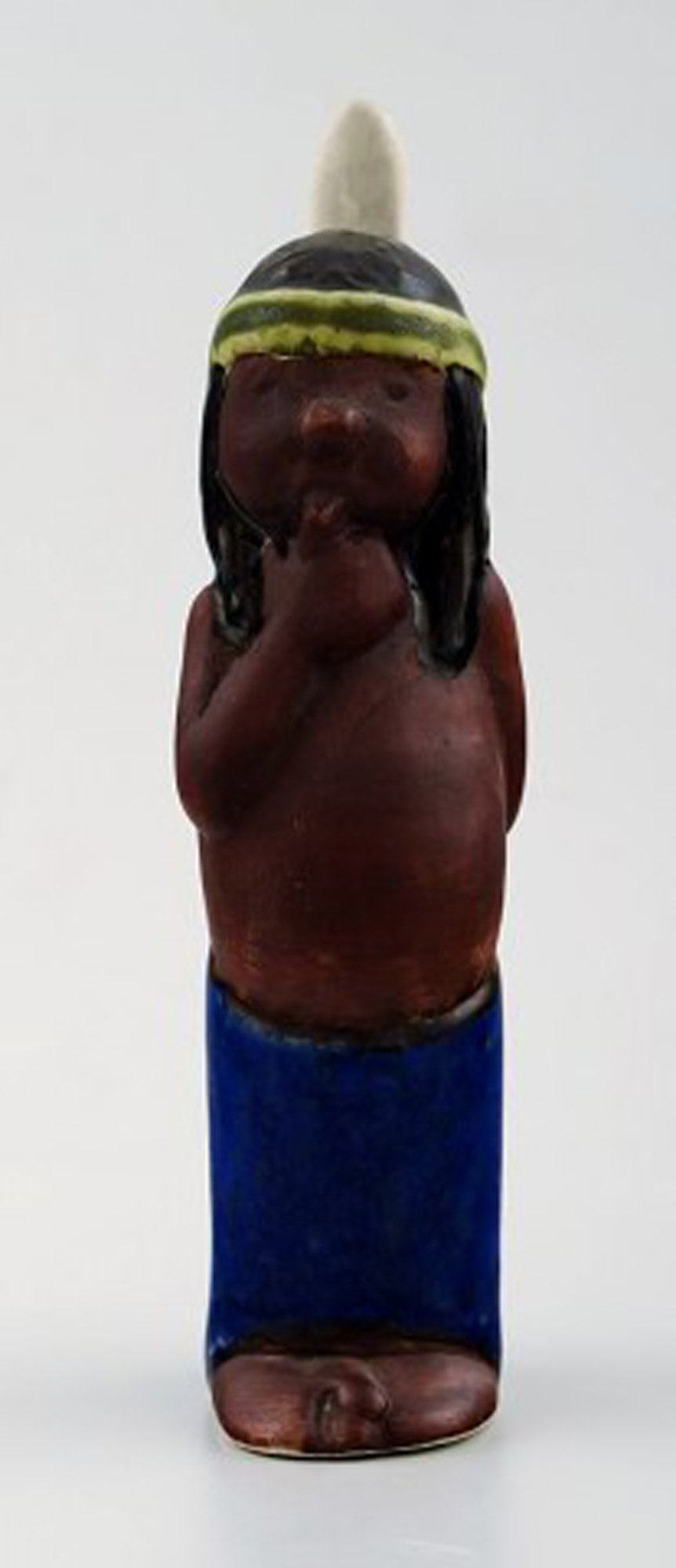 Rolf Palm, Hoganas, three Indians, unique ceramic figures. - 7