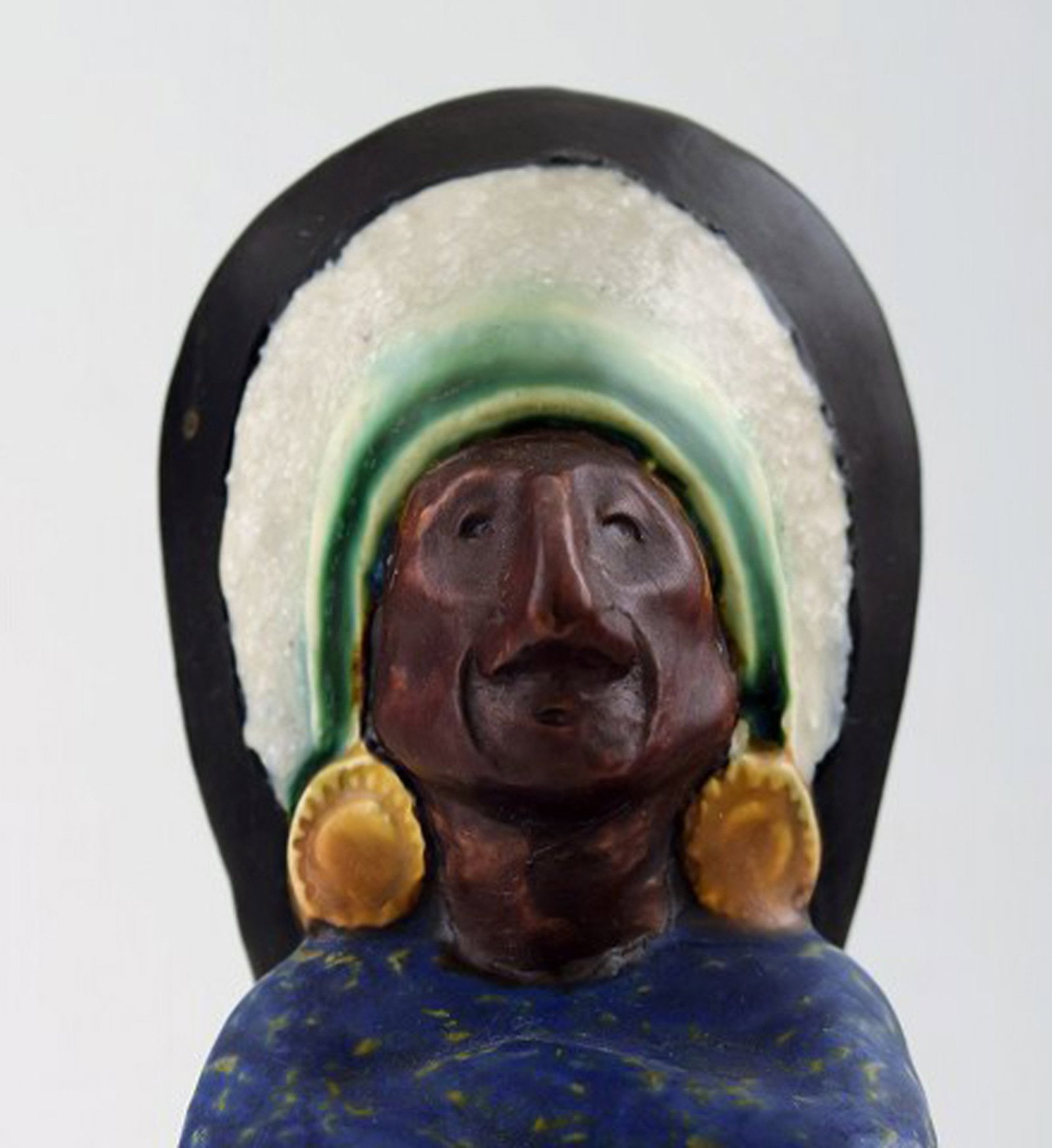 Rolf Palm, Hoganas, three Indians, unique ceramic figures. - 6