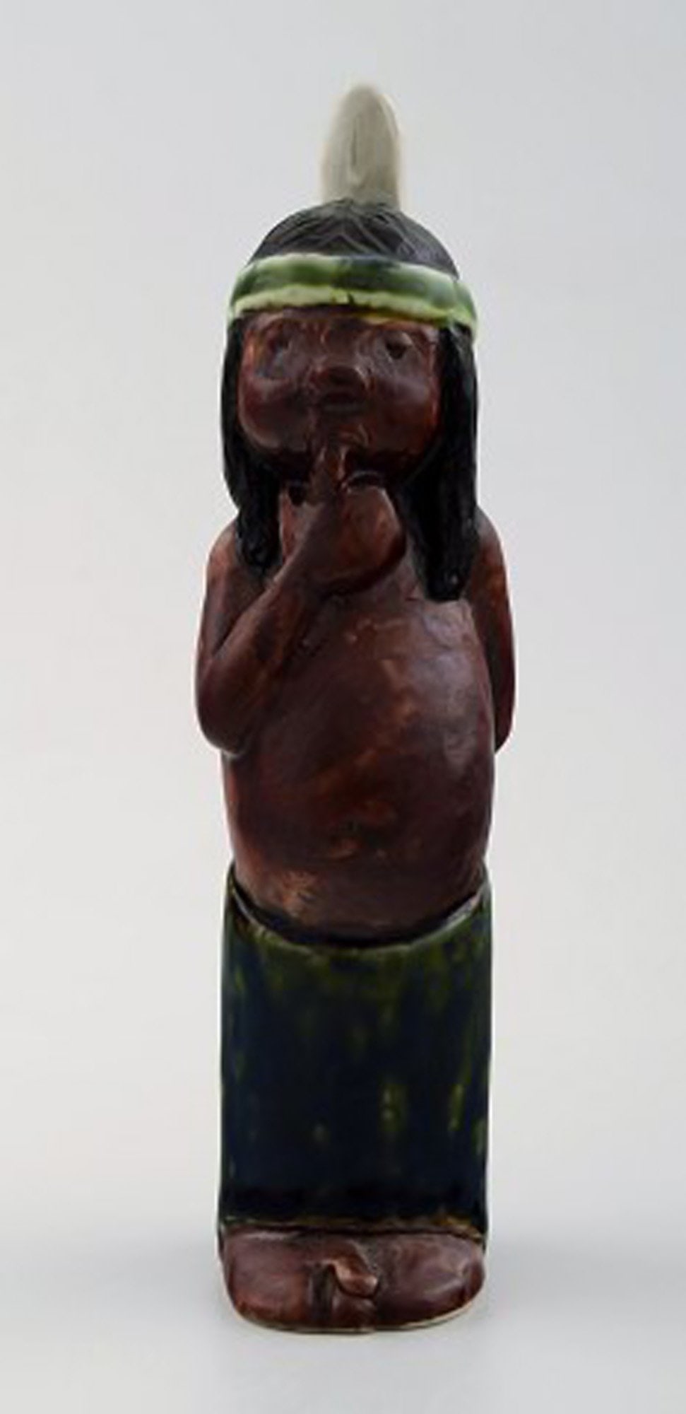 Rolf Palm, Hoganas, three Indians, unique ceramic figures. - 7