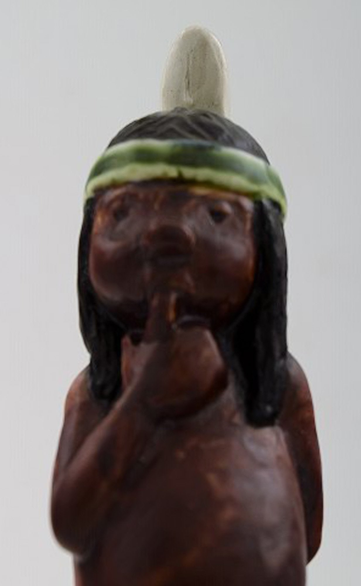 Rolf Palm, Hoganas, three Indians, unique ceramic figures. - 8