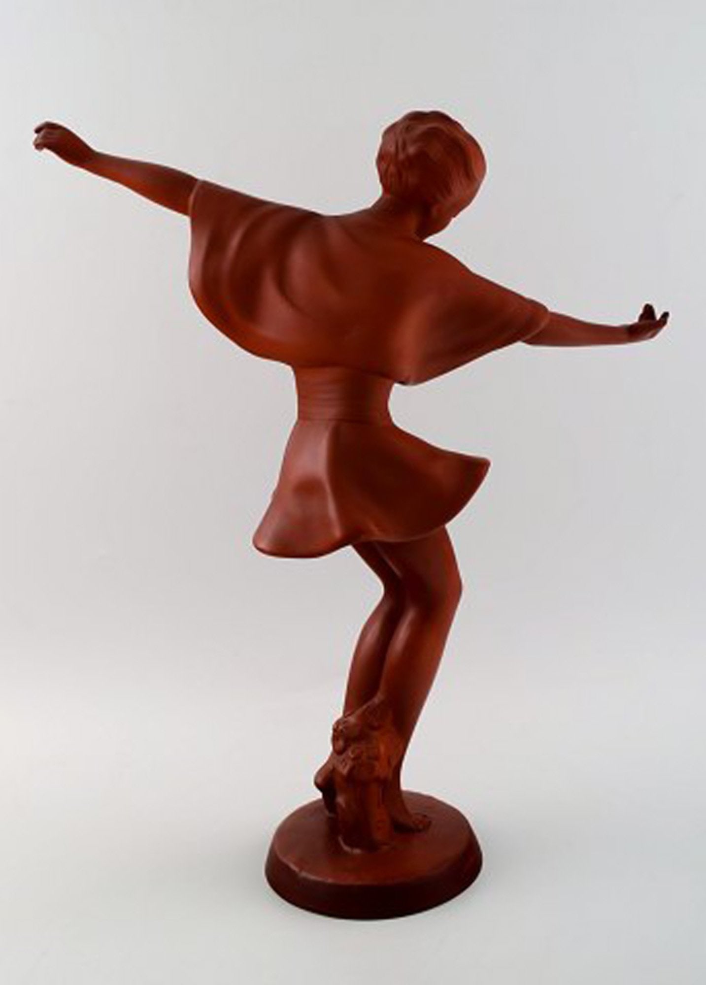 Keramos, Vienna, dancing woman, figure in red clay. Art Deco. - 3