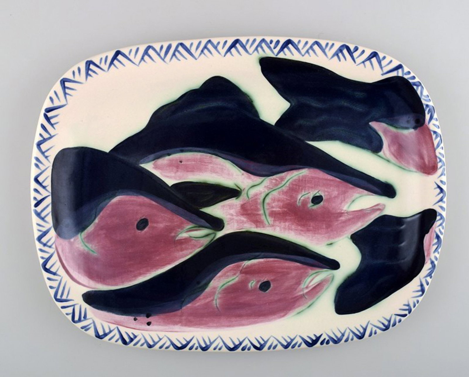 Kate Maury unique ceramic dish decorated with fish. - 2