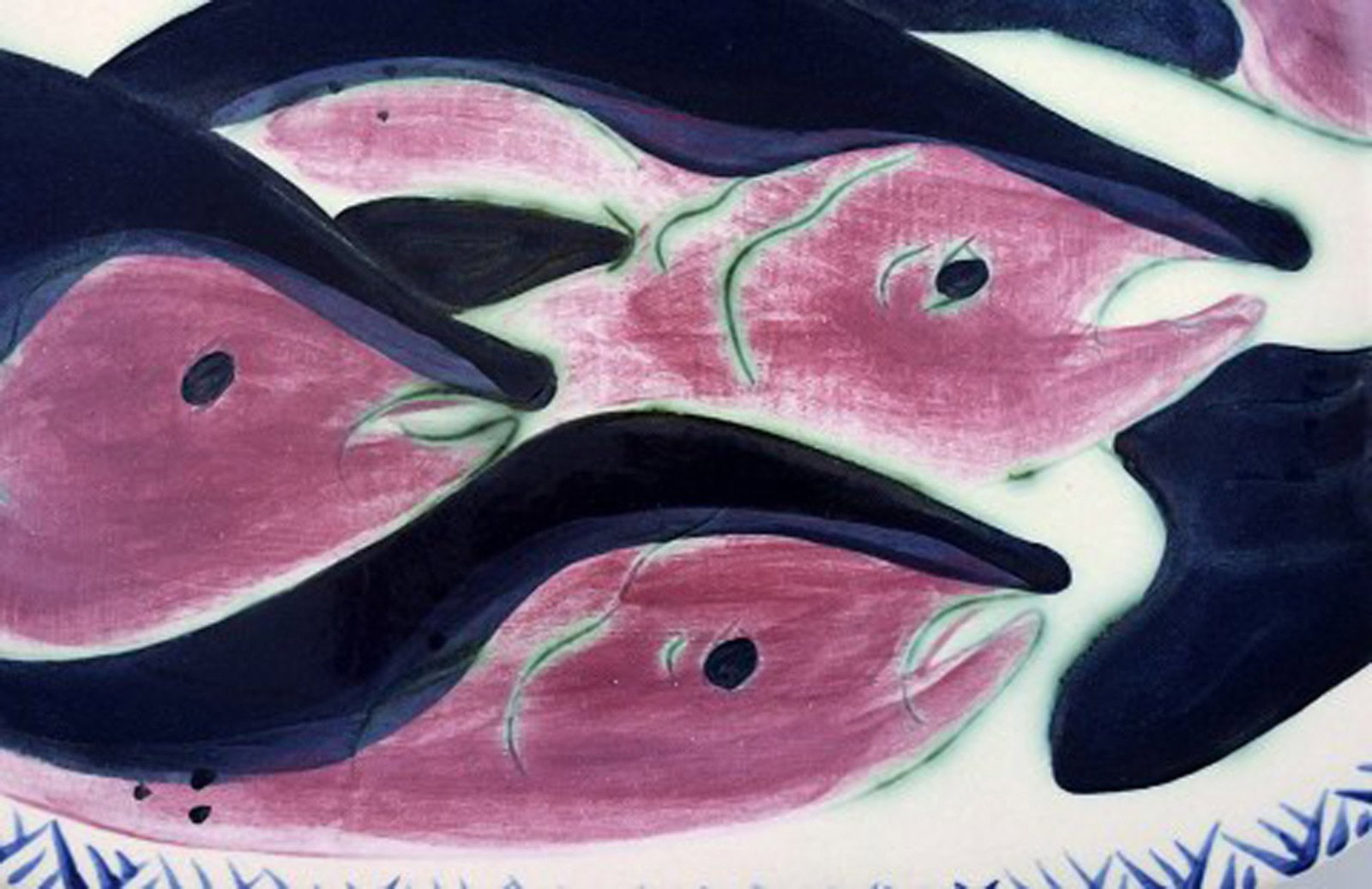 Kate Maury unique ceramic dish decorated with fish. - 4