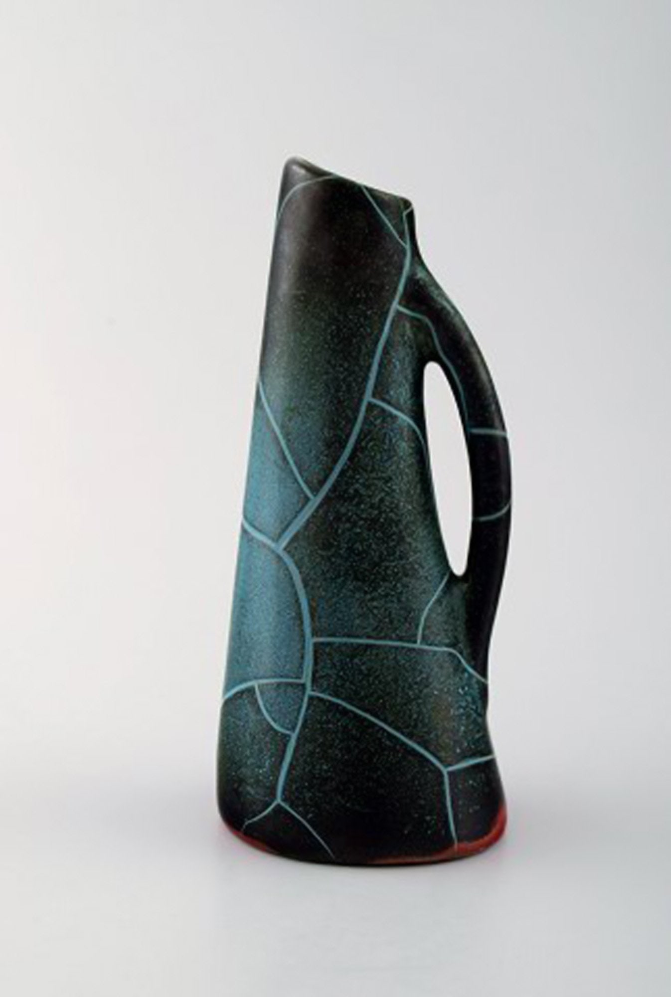 Richard Uhlemeyer, German ceramist. Collection of ceramic jugs/vases, beautiful cracked glaze in red - 6