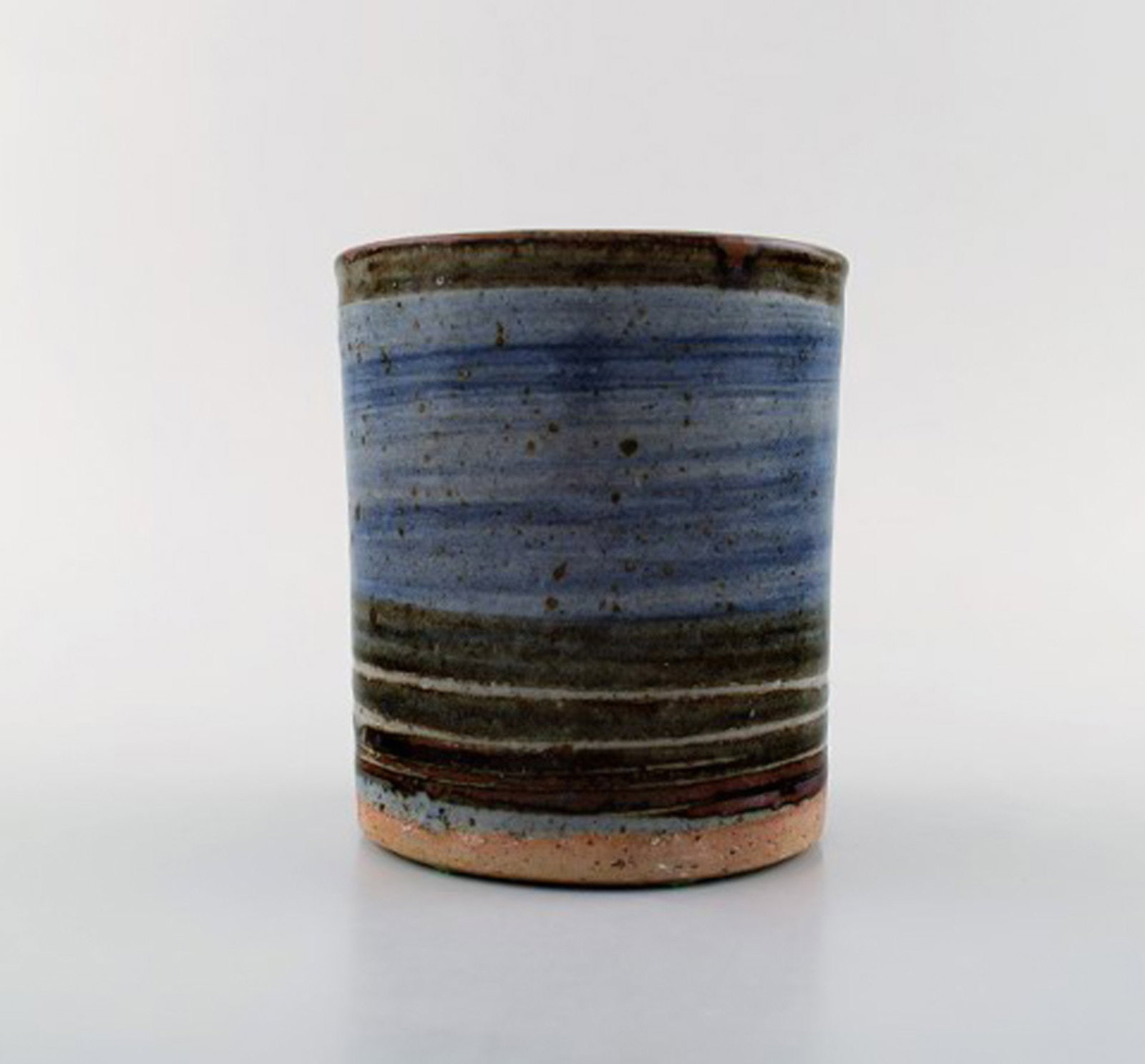 Helle Allpass (1932-2000). Vase of glazed stoneware decorated with beautiful brown and blue glaze. - 4