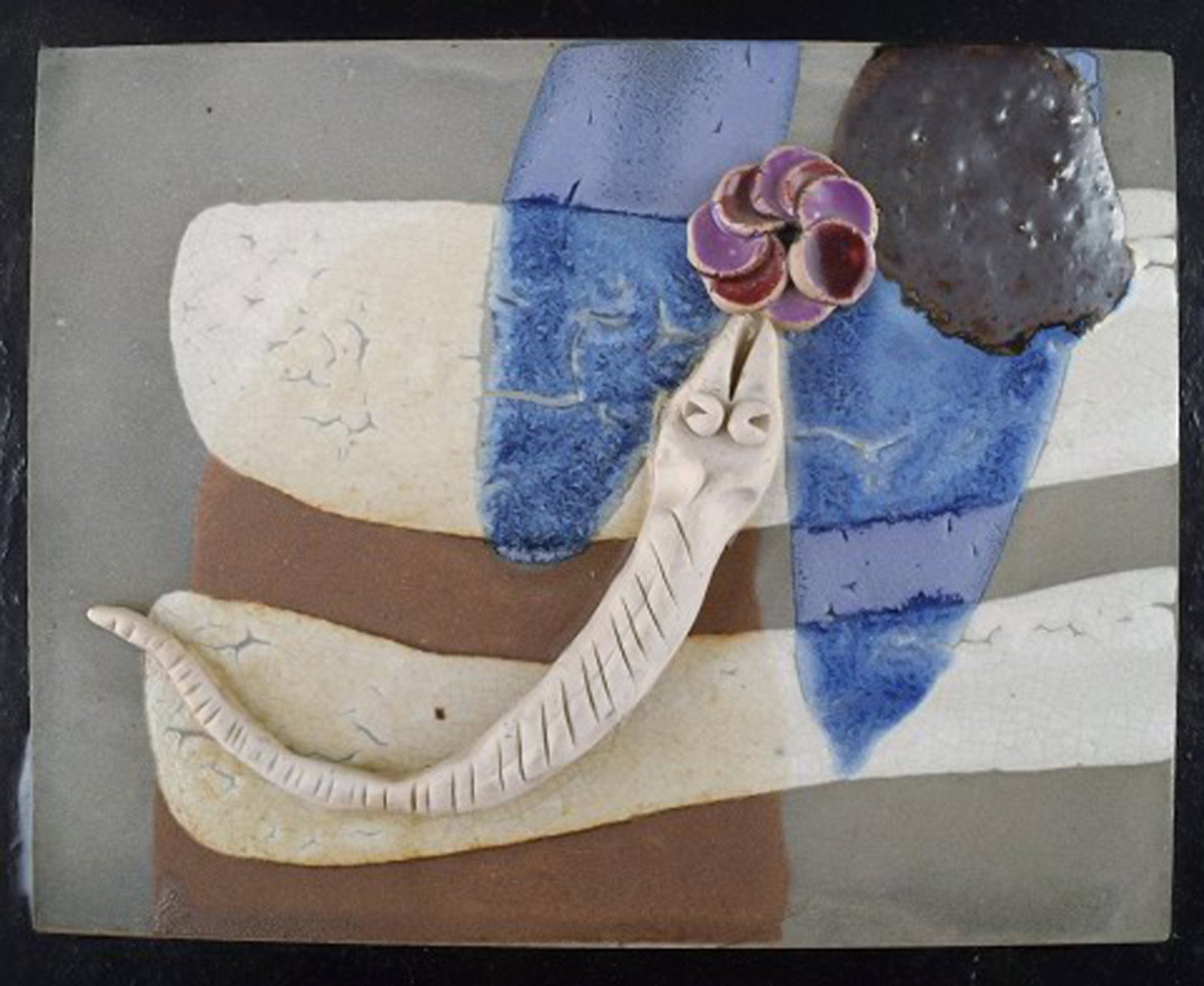 Ivy Lysdal, b. 1937. Danish ceramist and painter. Unique wall relief in ceramics from 1972. Abstract - 3