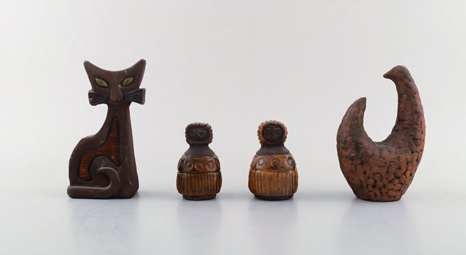Lars Bergsten. Four unique ceramic figures. Swedish design approX. 1960's. (1 of 6)