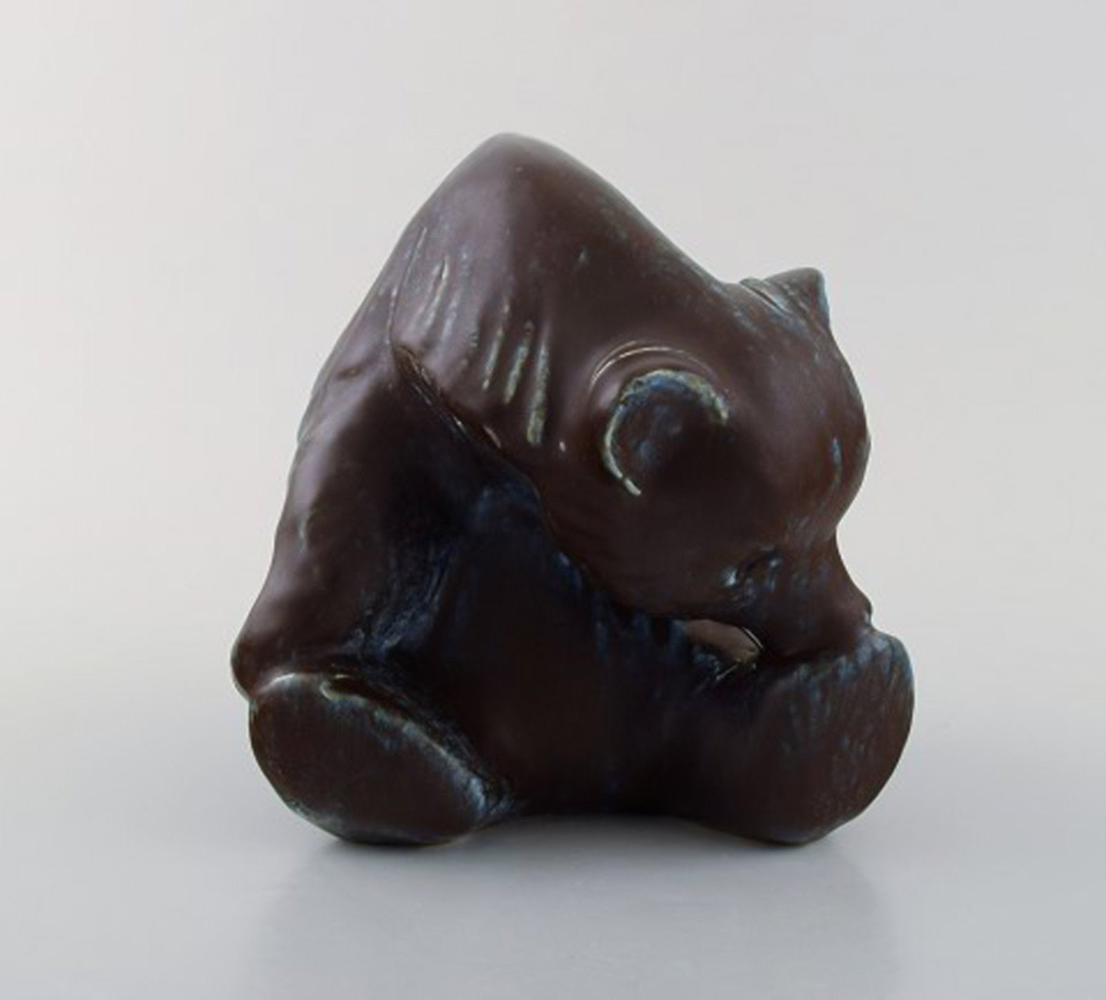FEJ (Folke and Elsa Jernberg), Sweden. Bear in glazed ceramics. Beautiful glaze in black and blue - 3