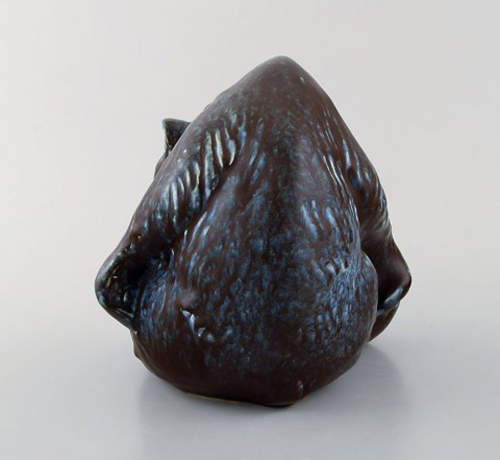 FEJ (Folke and Elsa Jernberg), Sweden. Bear in glazed ceramics. Beautiful glaze in black and blue - 4