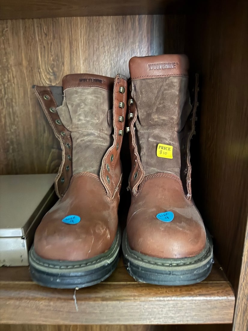 Wolverine Brown Leather Work Boots, Men's Size 9.5 - 2